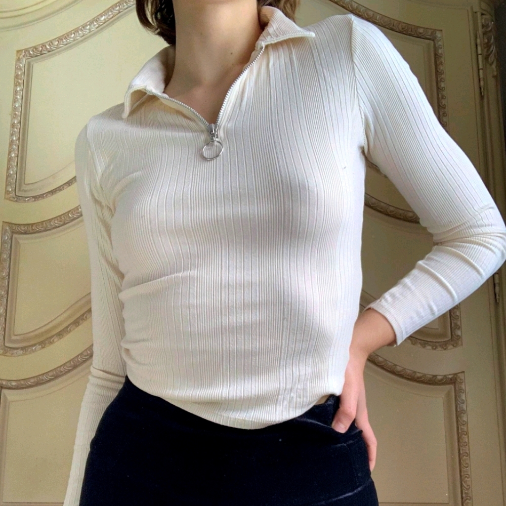 TOPSHOP Long Sleeve Shirt with Zipper